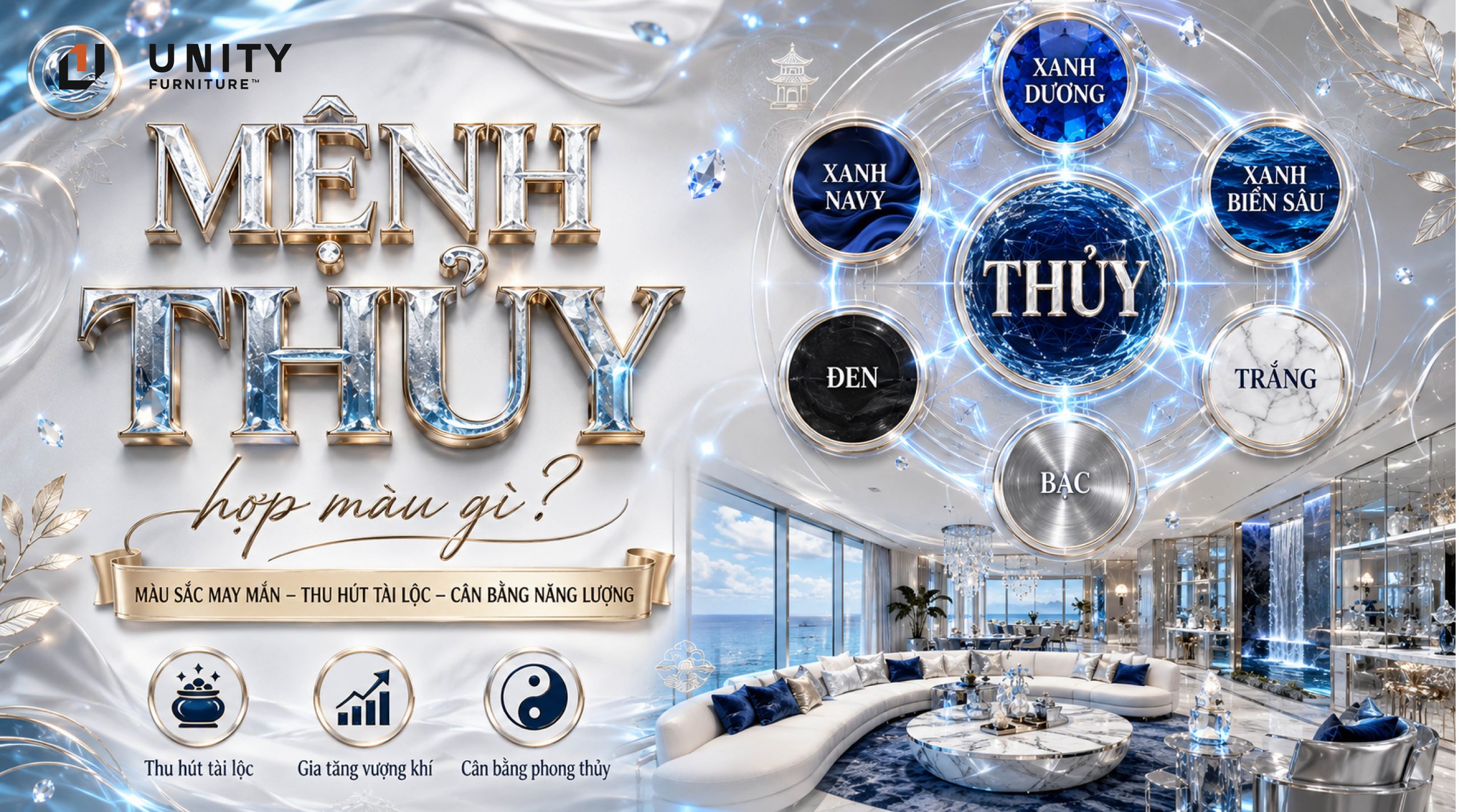Mệnh Thủy hợp màu gì? Thiết kế nội thất cho người mệnh Thủy