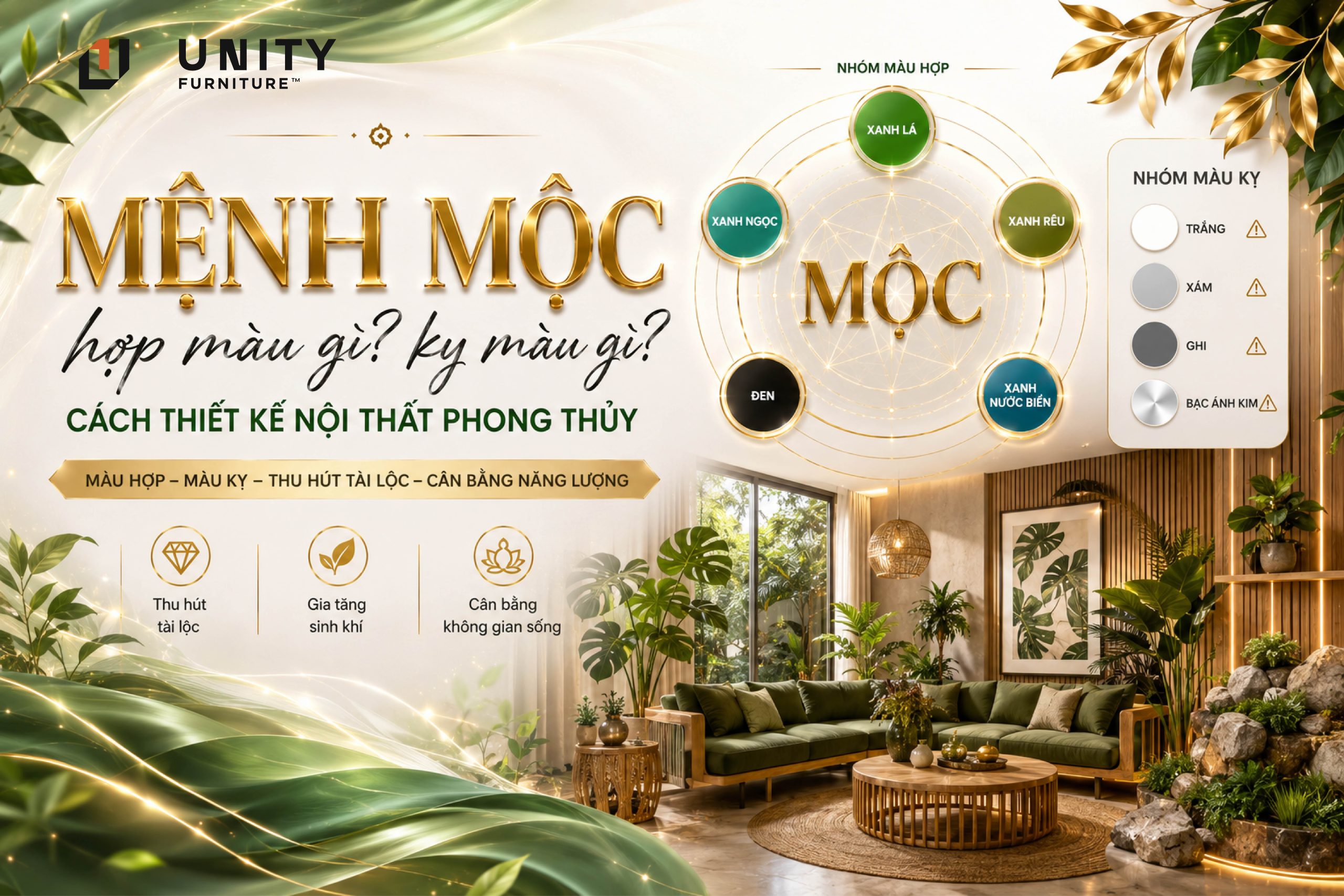 Mệnh Mộc hợp màu gì? Kỵ màu gì? Cách thiết kế nội thất phong thủy